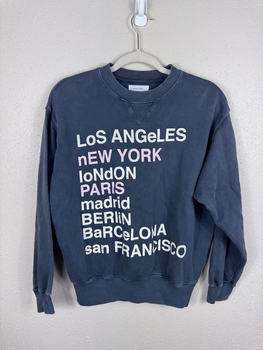 Anine Bing Charcoal Gray City Love Sweatshirt Size XS